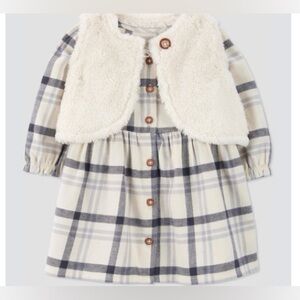 Carter's Just One You® Baby Girls' Plaid Vest Dress - Cream/Gray Newborn new